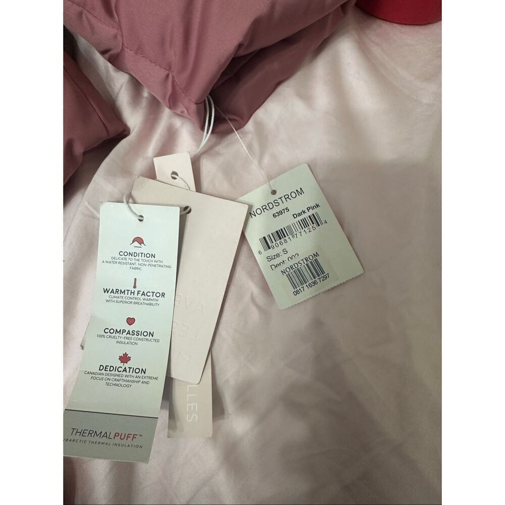 NWT Avec Les Filles Dark Pink Belted Puffer Jacket Size Small - Picture 9 of 12